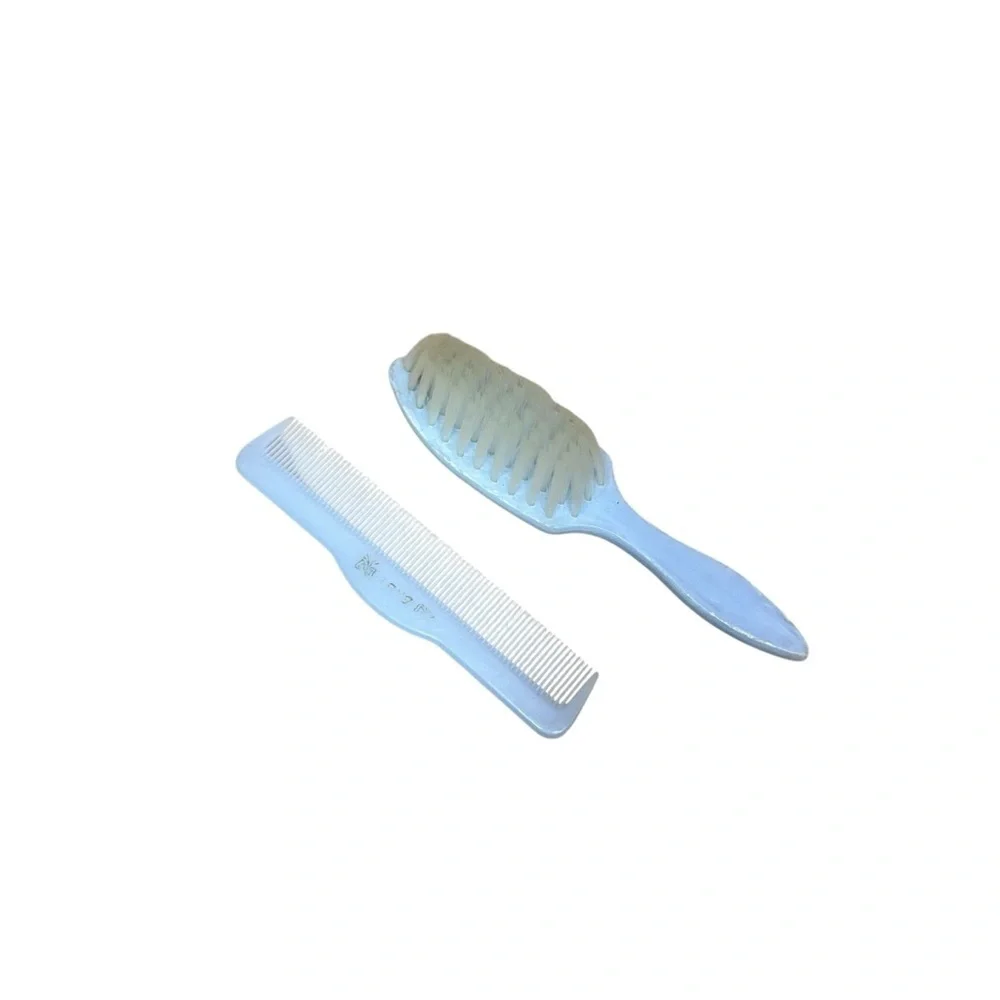 Vintage Blue Baby Hair Brush and Comb Set